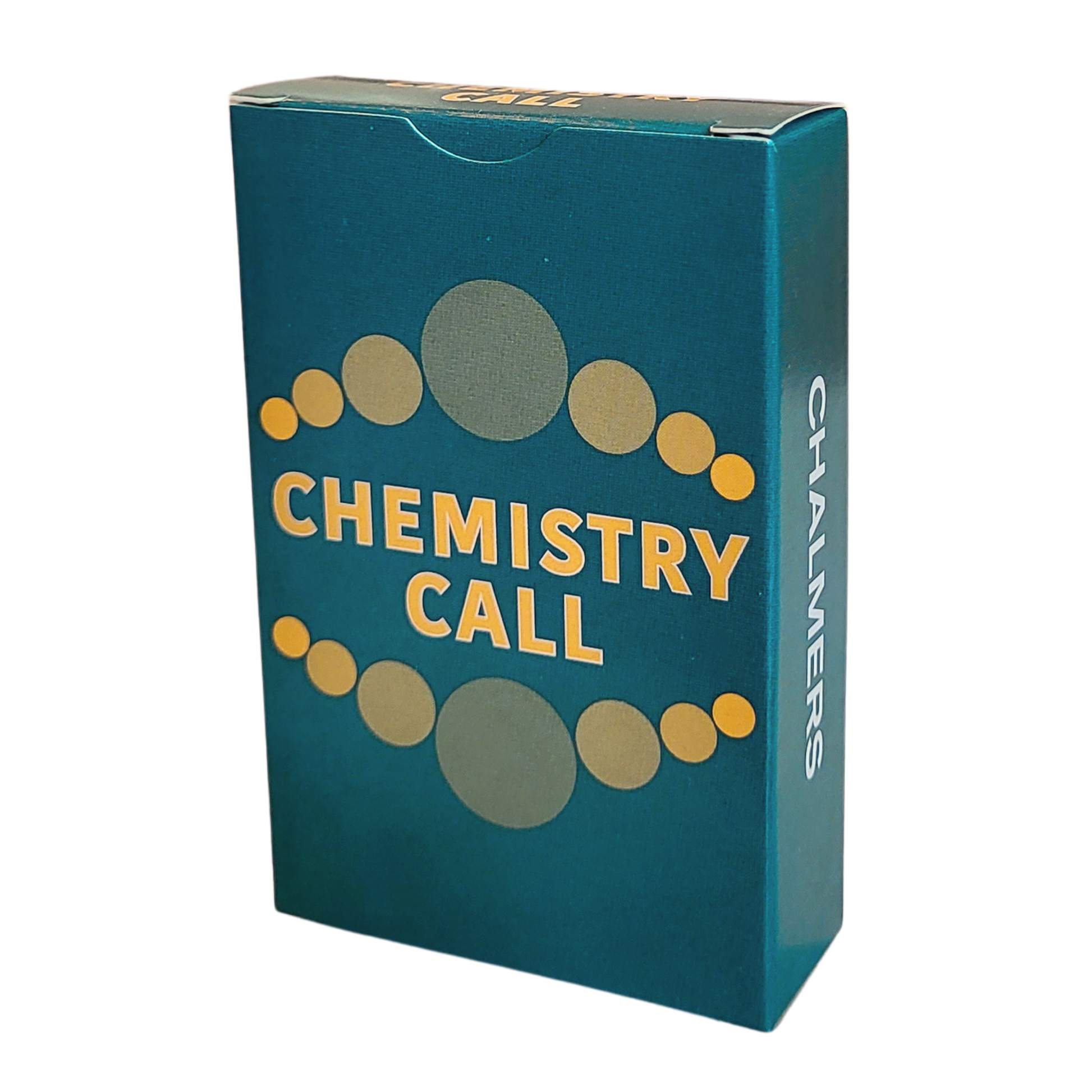 Chemistry Call, a card game about chemistry, image of the box with the playing cards